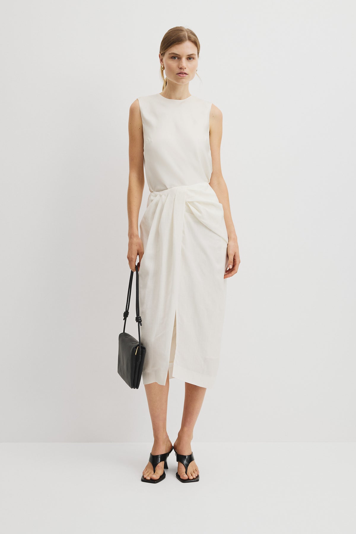 Knot Detail Midi Skirt