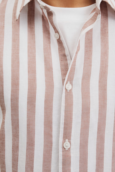 Cotton Linen Stripe Shirt