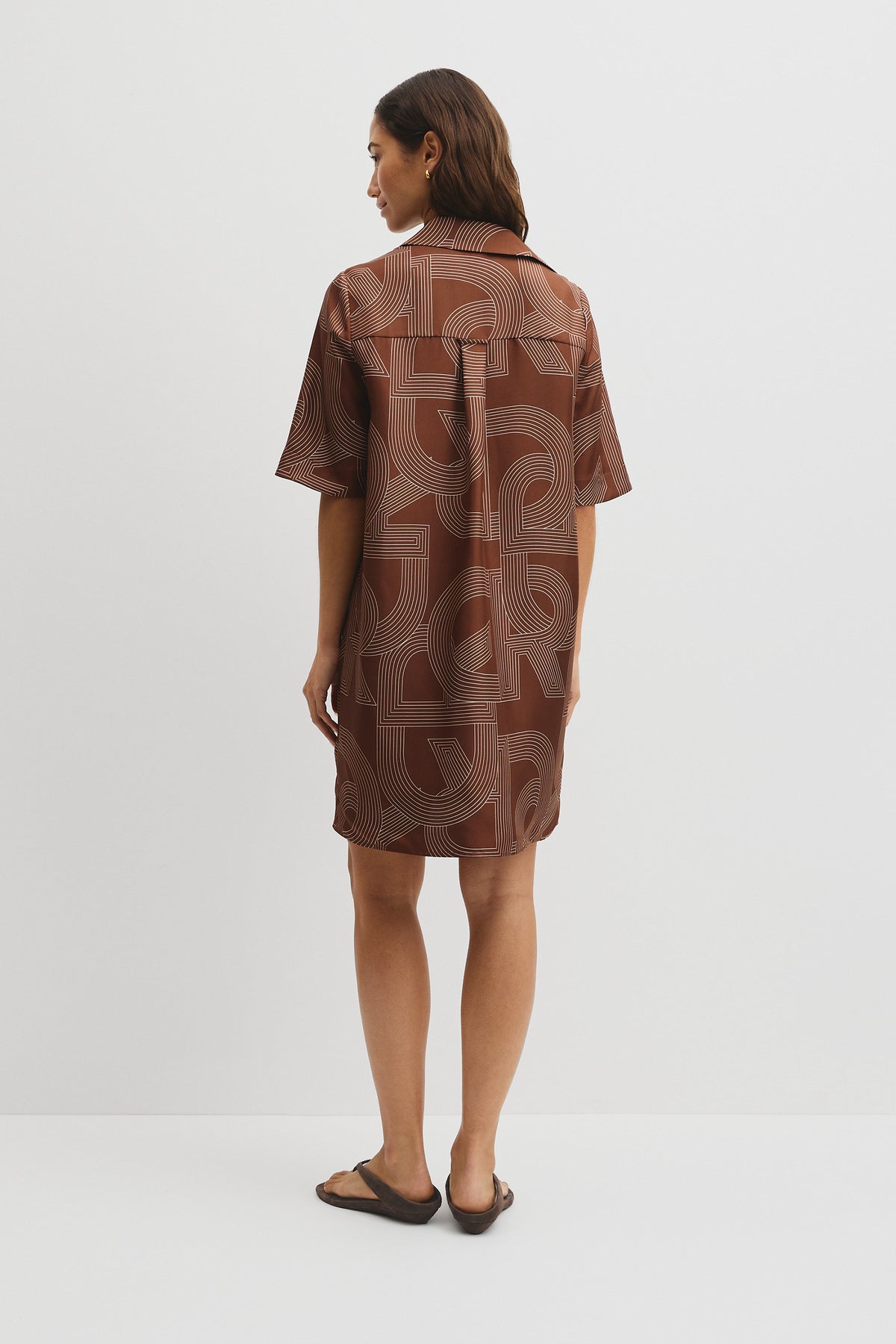 Logo Washable Silk Shirt Dress