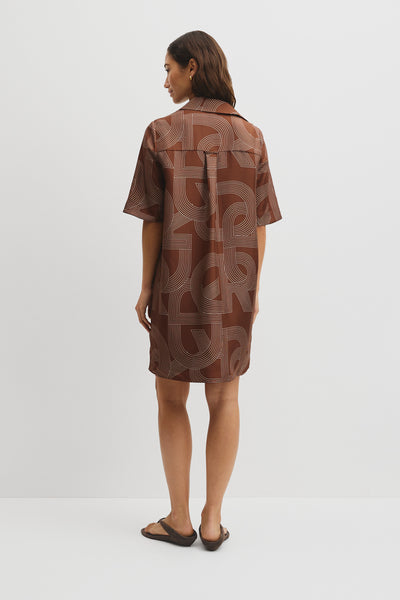 Logo Washable Silk Shirt Dress