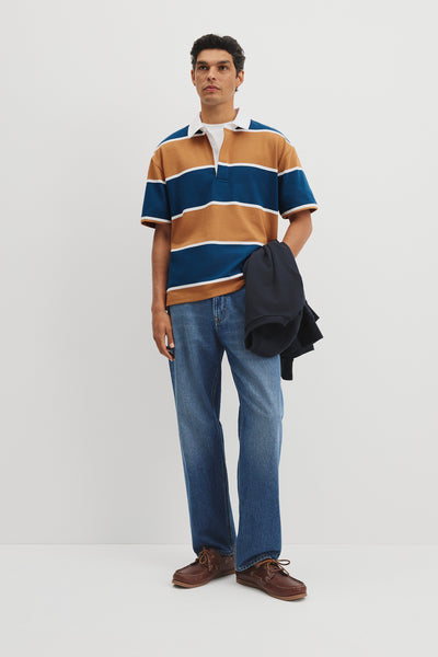 Short Sleeve Stripe Rugby Polo