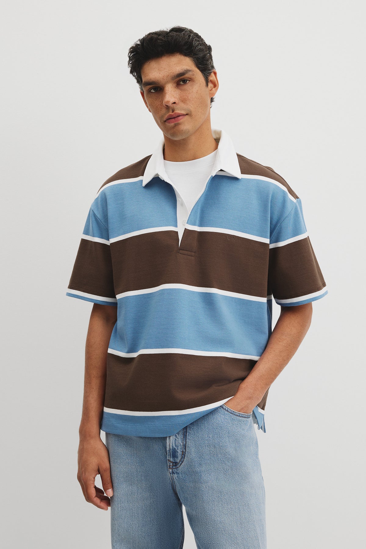 Short Sleeve Stripe Rugby Polo