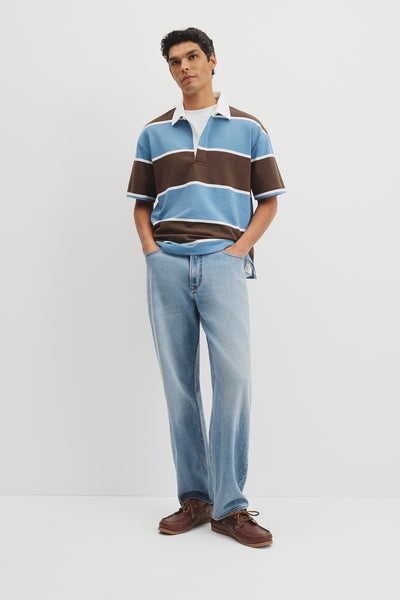 Short Sleeve Stripe Rugby Polo