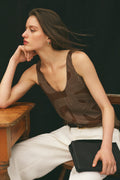 Logo Washable Silk Scoop Tank