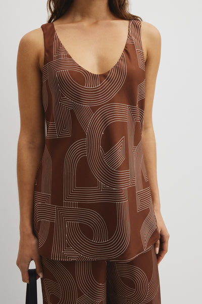 Logo Washable Silk Scoop Tank