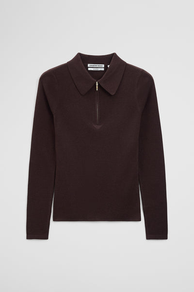 Merino Wool Silk Blend Collared Knit