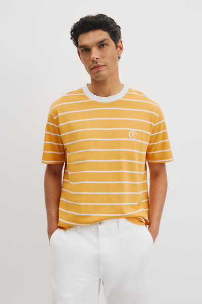 Australian Cotton Short Sleeve Stripe Logo T-Shirt