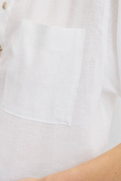 Short Sleeve Crop Linen Shirt