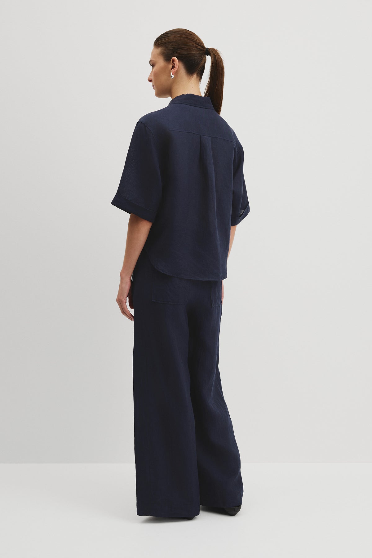 Short Sleeve Crop Linen Shirt