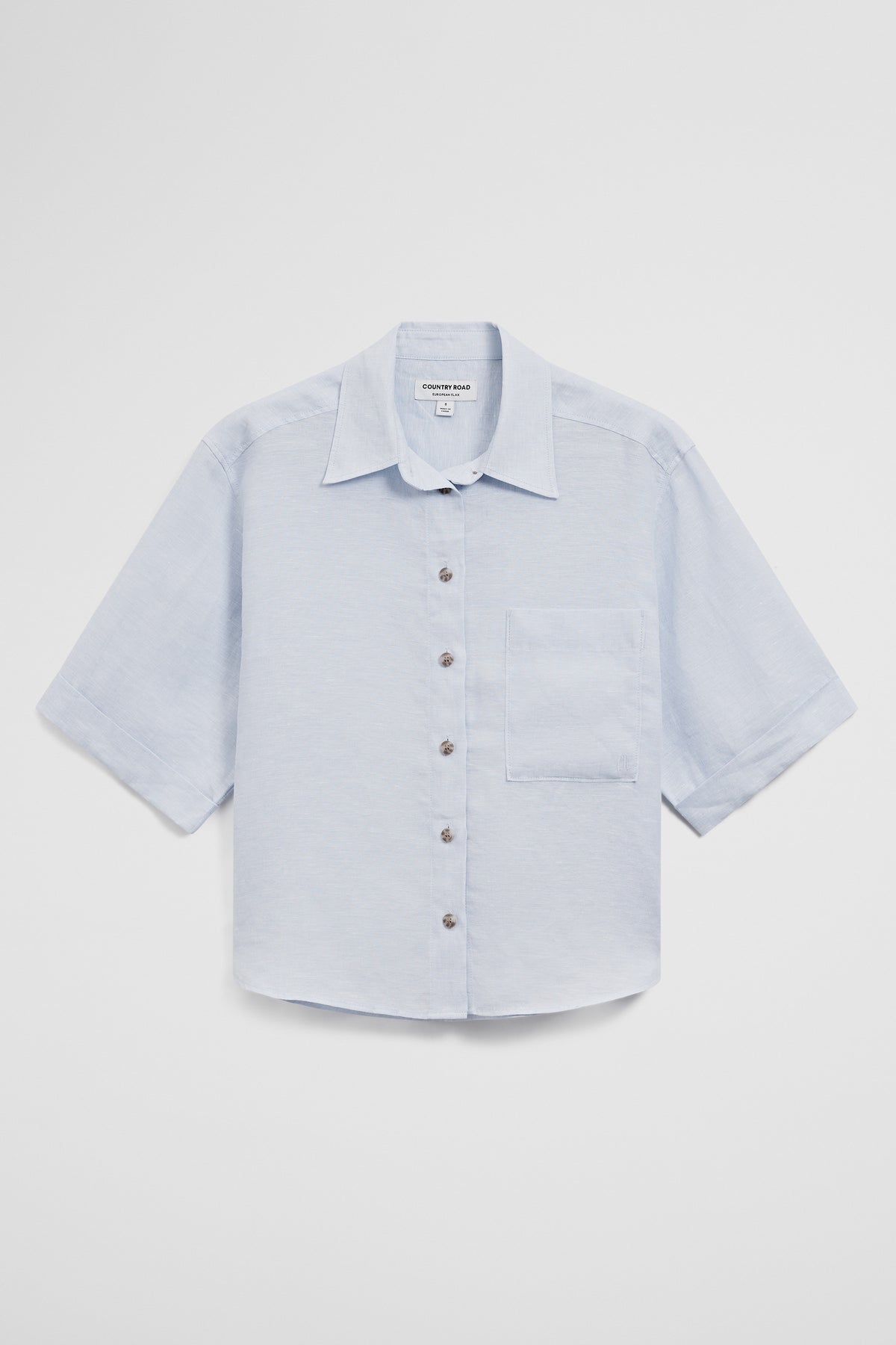 Short Sleeve Crop Linen Shirt