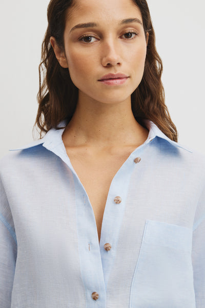 Short Sleeve Crop Linen Shirt
