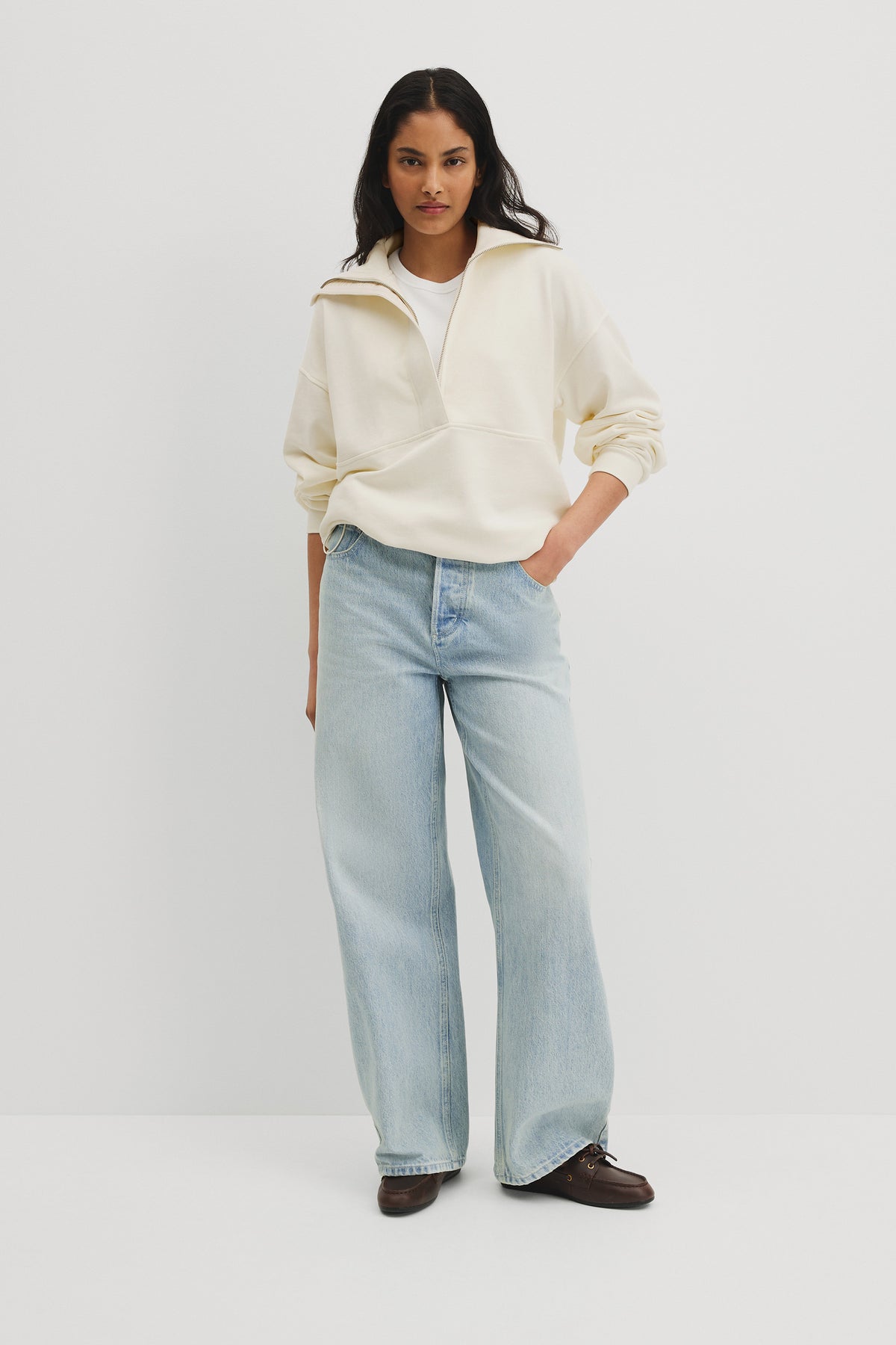 Australian Cotton Zip Neck Placket Sweat