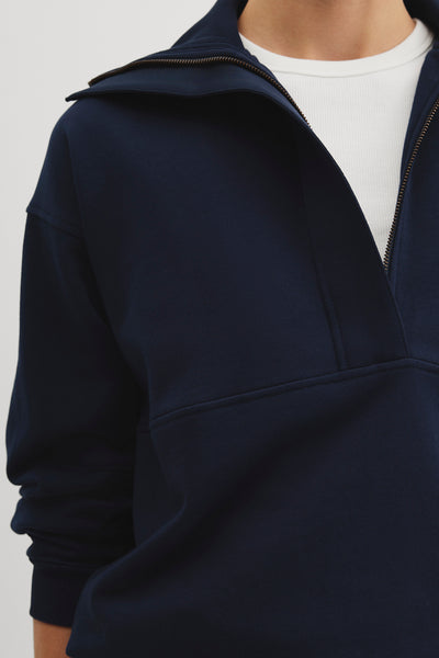 Australian Cotton Zip Neck Placket Sweat