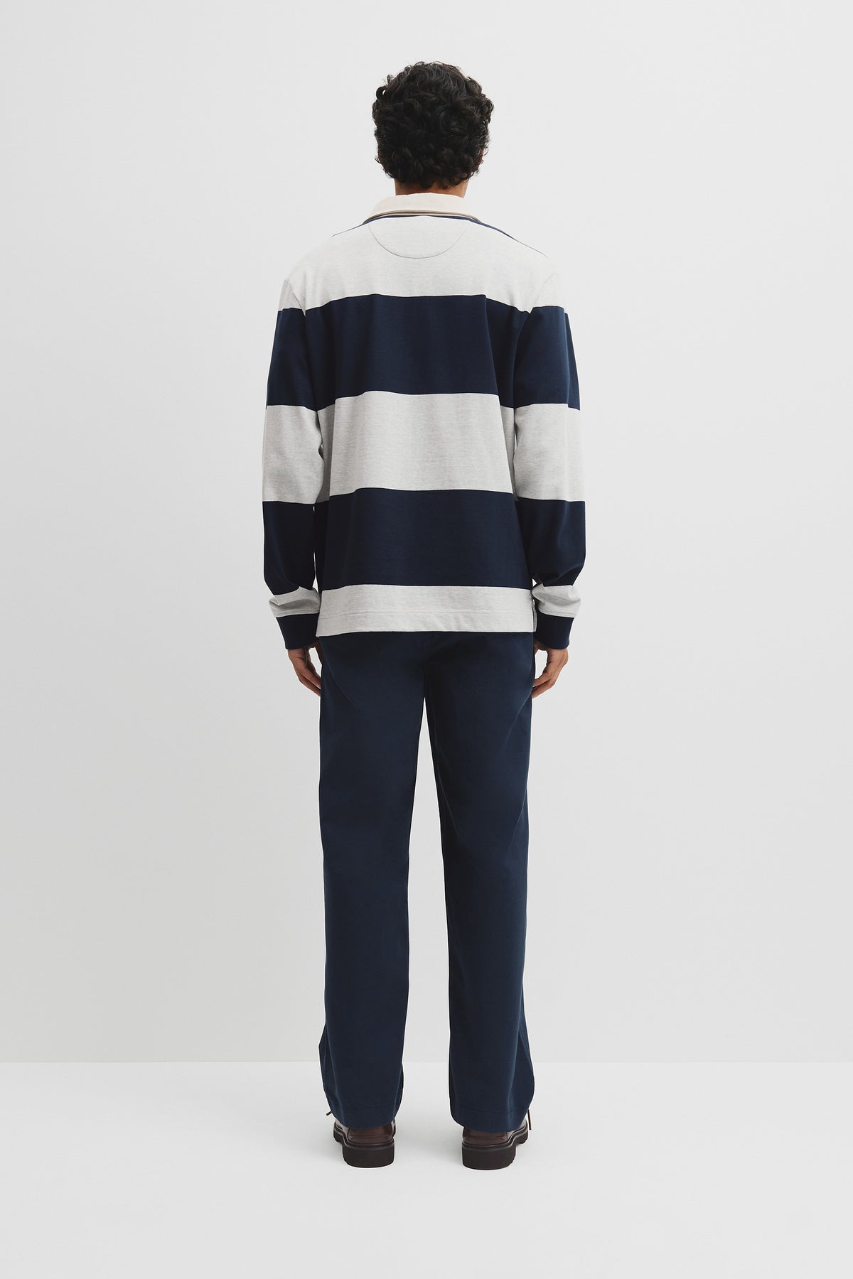 Long Sleeve Stripe Rugby Polo
