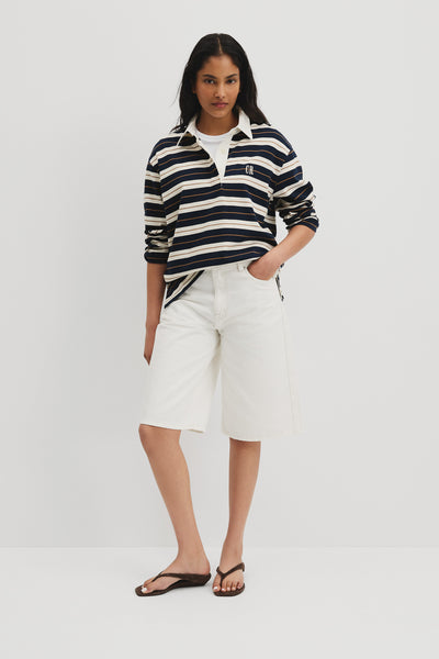 Australian Cotton Stripe Rugby Polo Sweat